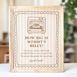 Stripe Bun in the Oven Baby Shower Belly Sign ポスター