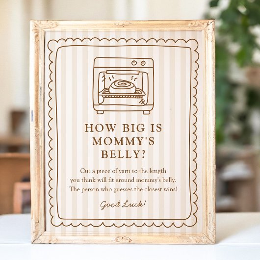 Stripe Bun in the Oven Baby Shower Belly Sign ポスター