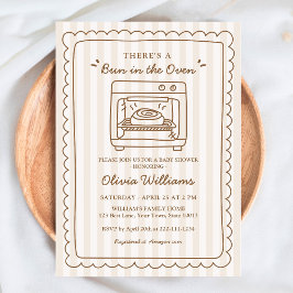 Stripe Bun in the Oven Baby Shower Invitation 招待状