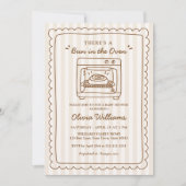 Stripe Bun in the Oven Baby Shower Invitation 招待状 (正面)