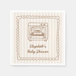 Stripe Bun in the Oven Baby Shower Napkin スタンダードカクテルナプキン
