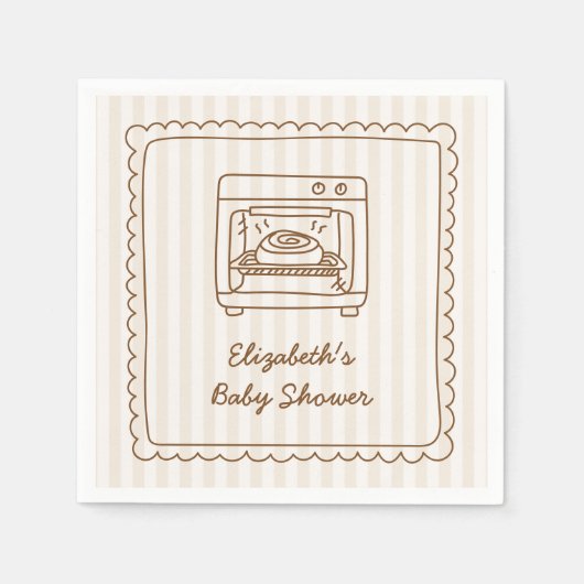 Stripe Bun in the Oven Baby Shower Napkin スタンダードカクテルナプキン (正面)