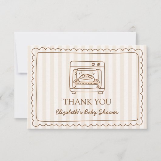 Stripe Bun in the Oven Baby Shower Thank you Card サンキューカード (正面)