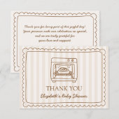 Stripe Bun in the Oven Baby Shower Thank you Card サンキューカード (正面/裏面)