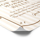 Stripe Coffee Baby Shower Belly Sign ポスター (角)