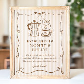 Stripe Coffee Baby Shower Belly Sign ポスター