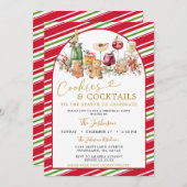 Stripe Cookies and Cocktail Classic Christmas 招待状 (正面/裏面)