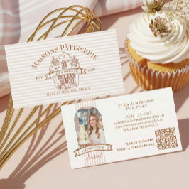 Stripe Floral Cupcake Bakery Cake Designer Shop 名刺