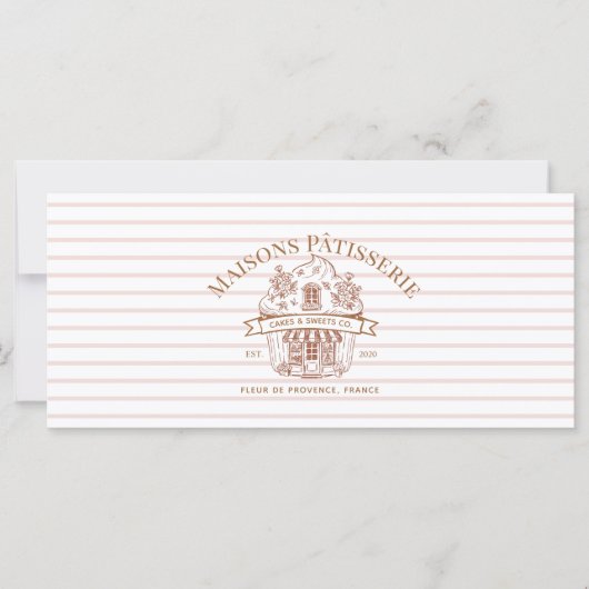 Stripe Floral Cupcake Bakery Shop Gift Certificate (正面)