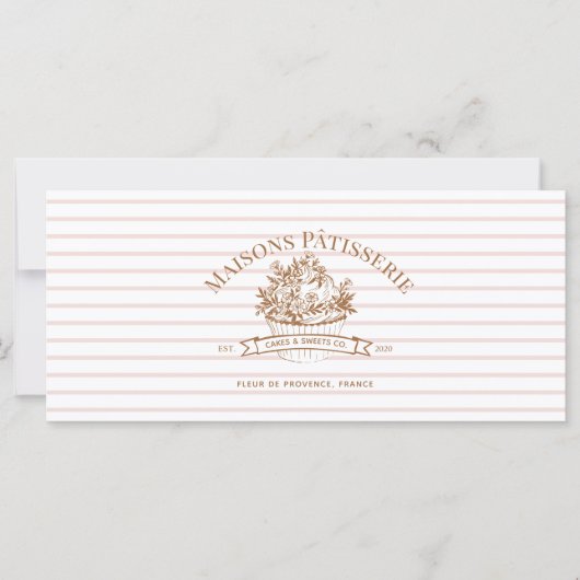 Stripe Floral Cupcake Bakery Shop Gift Certificate (正面)