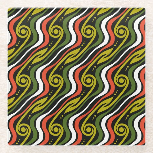 stripe pattern ガラスコースター (正面)