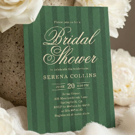 Stripe Vintage Green Bridal Shower 招待状
