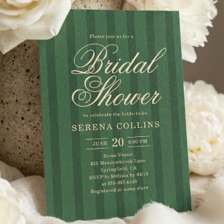 Stripe Vintage Green Bridal Shower 招待状