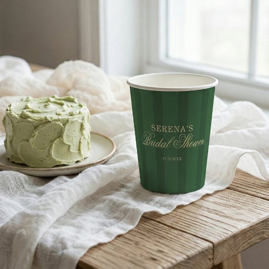 Stripe Vintage Green Bridal Shower 紙コップ