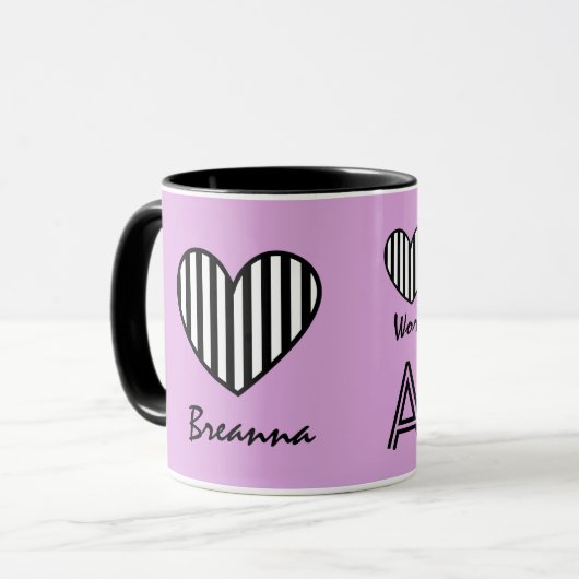 STRIPED世界の最も素晴らしい叔母さんのハートV15 マグカップ (正面左)