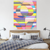 Striped Abstract with Colorful Ovals and Curves キャンバスプリント (インサイチュ (寝室))