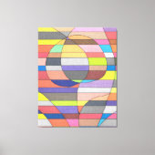Striped Abstract with Colorful Ovals and Curves キャンバスプリント (正面)