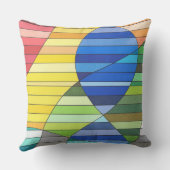 Striped Abstract with Yellow and Blue Shapes クッション (裏面)