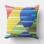 Striped Abstract with Yellow and Blue Shapes クッション (正面)