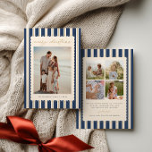 Striped and Scalloped Christmas Card with Photo シーズンカード