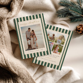 Striped and Scalloped Christmas Card with Photo シーズンカード