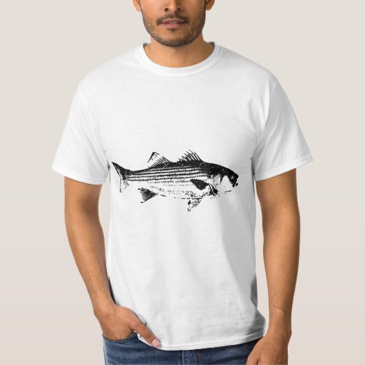 Striped Bass Lucky Fishing  Tシャツ (正面)