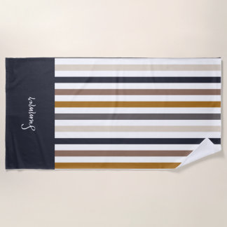 Striped Beach Towel – Neutral Earth Tone ビーチタオル