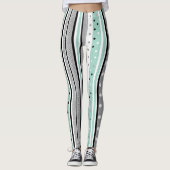 Striped Black and Green Casual Leggings レギンス (正面)