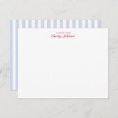 Striped Blue and Red Personal Note Card 招待状 (正面/裏面)