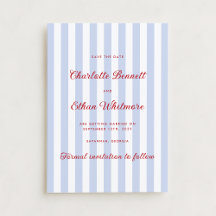 Striped Blue and Red Save the Date