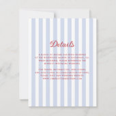 Striped Blue and Red Wedding Details Card 招待状 (正面)
