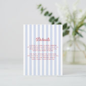 Striped Blue and Red Wedding Details Card 招待状 (スタンド正面)