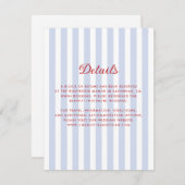 Striped Blue and Red Wedding Details Card 招待状 (正面/裏面)