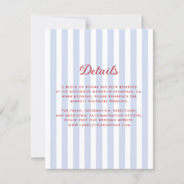 Striped Blue and Red Wedding Details Card 招待状