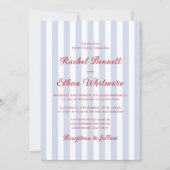 Striped Blue and Red Wedding Invitation 招待状 (正面)