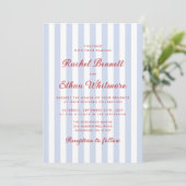 Striped Blue and Red Wedding Invitation 招待状 (スタンド正面)