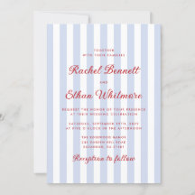 Striped Blue and Red Wedding Invitation