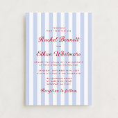 Striped Blue and Red Wedding Invitation 招待状