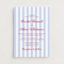 Striped Blue and Red Wedding Invitation