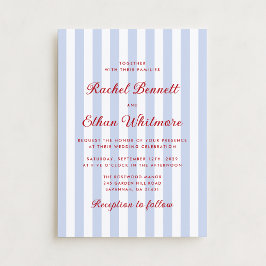 Striped Blue and Red Wedding Invitation 招待状