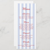 Striped Blue and Red Wedding Menu メニュー (正面/裏面)