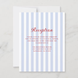 Striped Blue and Red Wedding Reception Card 招待状