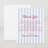 Striped Blue and Red Wedding Thank You Card 招待状 (正面/裏面)