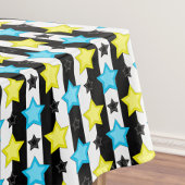 Striped Blue Yellow Stars Pattern Design  テーブルクロス