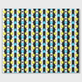 Striped Blue Yellow Stars Pattern Design  ラッピングペーパー (フラット)