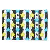 Striped Blue Yellow Stars Pattern Design  枕カバー (裏面)