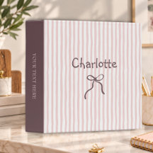 Striped Bow Cute Coquette Custom Personalized Name