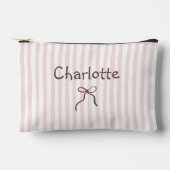 Striped Bow Cute Coquette Custom Personalized Name アクセサリーポーチ (正面)