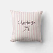 Striped Bow Cute Coquette Custom Personalized Name クッション (正面)