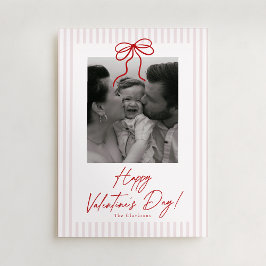 Striped,  Bow Valentines Day Photo Card シーズンカード